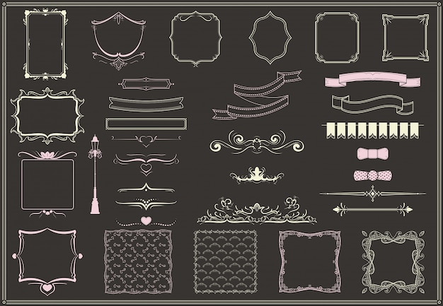 Free Vector vintage empty decorative elements collection