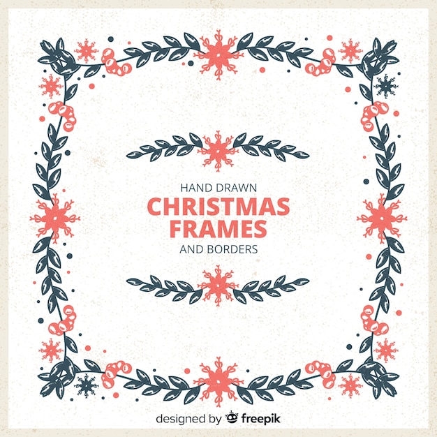 Free Vector vintage hand drawn christmas frame