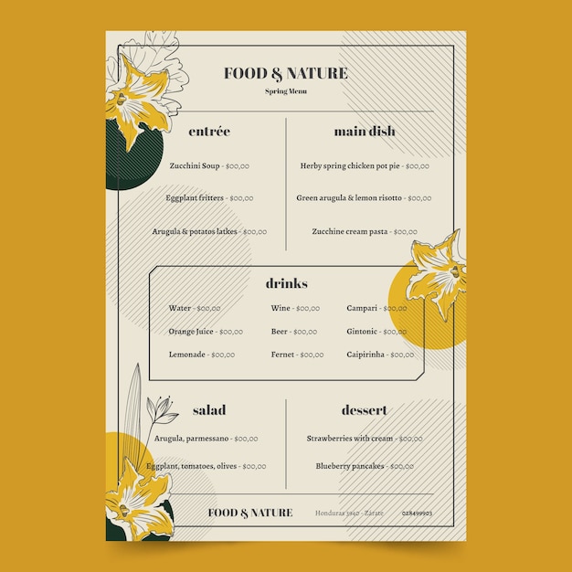 Free Vector vintage healthy food restaurant menu template