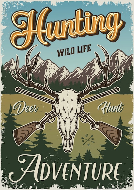 Free vector vintage hunting colorful poster