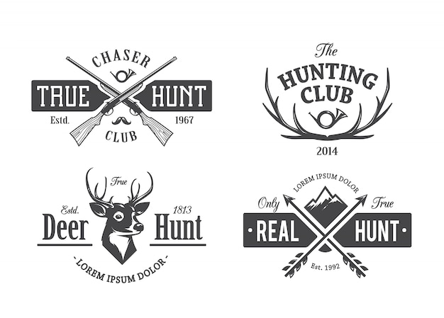 Free Vector vintage hunting emblems