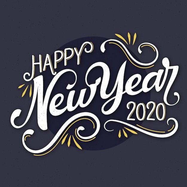 Free vector vintage lettering happy new year 2020 backrgound