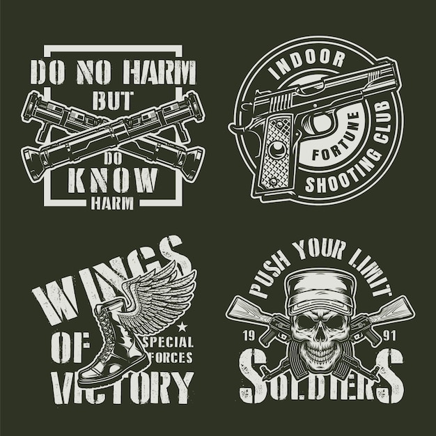 Free vector vintage military badges set