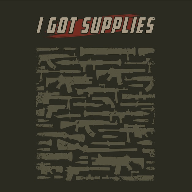 Free vector vintage military weapons silhouettes