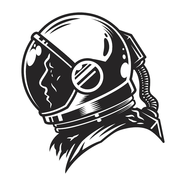 Free vector vintage monochrome cosmonaut profile view template