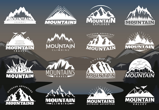 Free vector vintage mountains logotypes