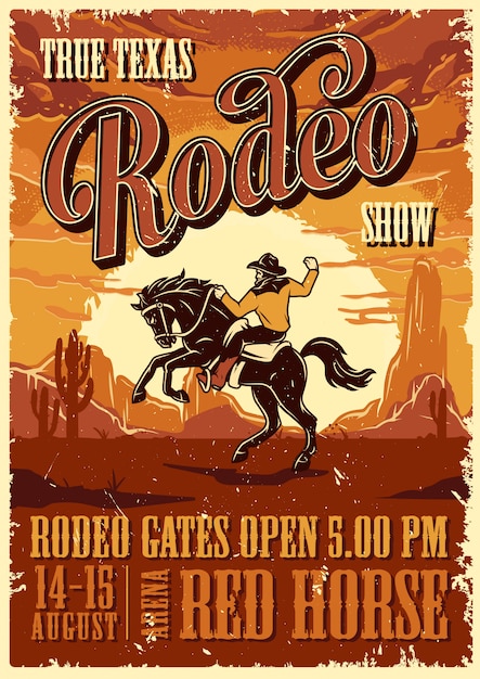 Free vector vintage rodeo advertising poster template