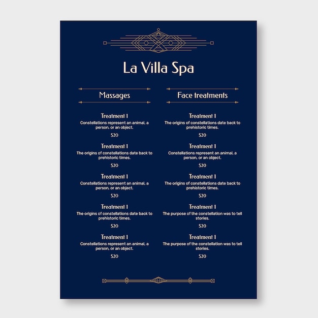 Vintage spa price list