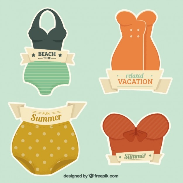 Free Vector vintage swimsuit label collection 