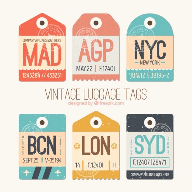 Free Vector vintage tags of cities pack