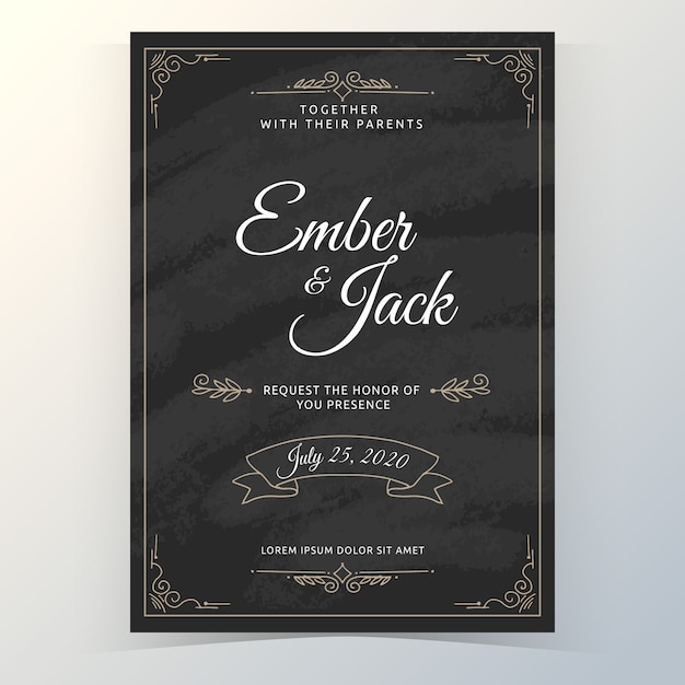 Free Vector vintage template wedding invitation