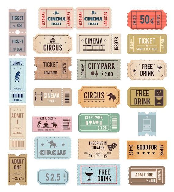 Free vector vintage tickets with different grange textures