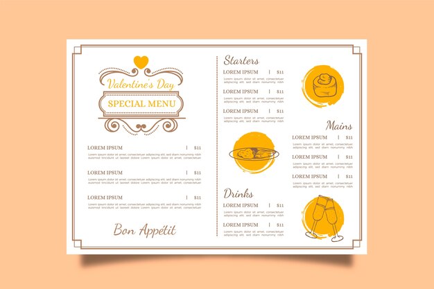 Free Vector vintage valentine's day menu