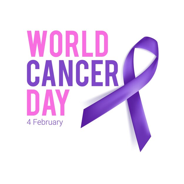 Violet decorative ribbon world cancer day