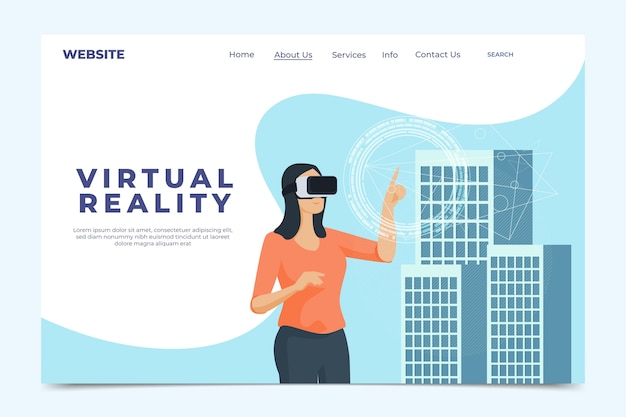 Free Vector virtual reality concept - landing page