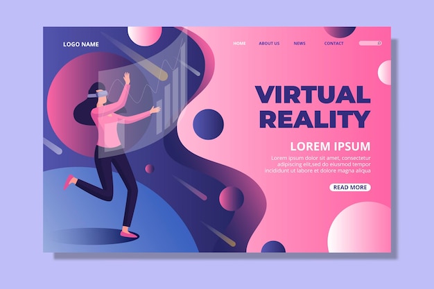 Free Vector virtual reality concept - landing page