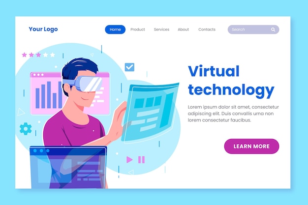 Free Vector virtual reality concept - landing page