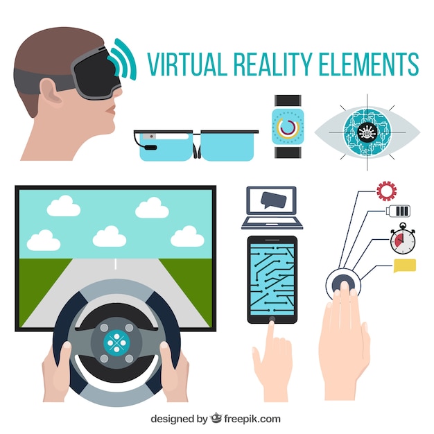 Free Vector virtual reality elements pack