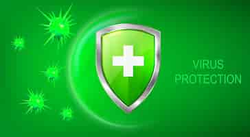 Free vector virus protection banner with shield