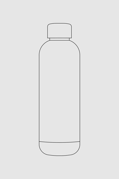 Water bottle outline, zero waste container vector illustration