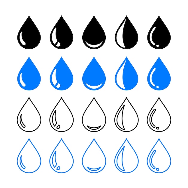 Free Vector water droplets set different shines