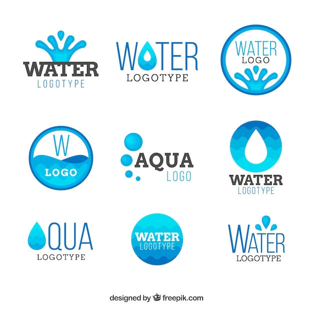 Free Vector water logos collection for companies in flat style