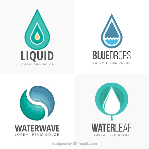 Free Vector water logos collection for companies in flat style