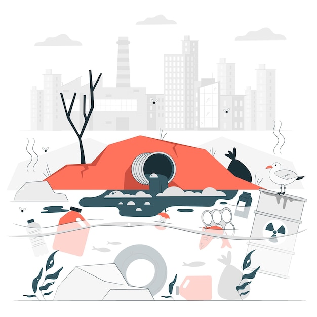 Free Vector water pollution concept illustration