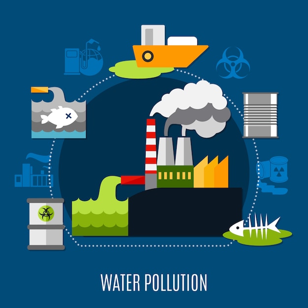 Free Vector water pollution illustration