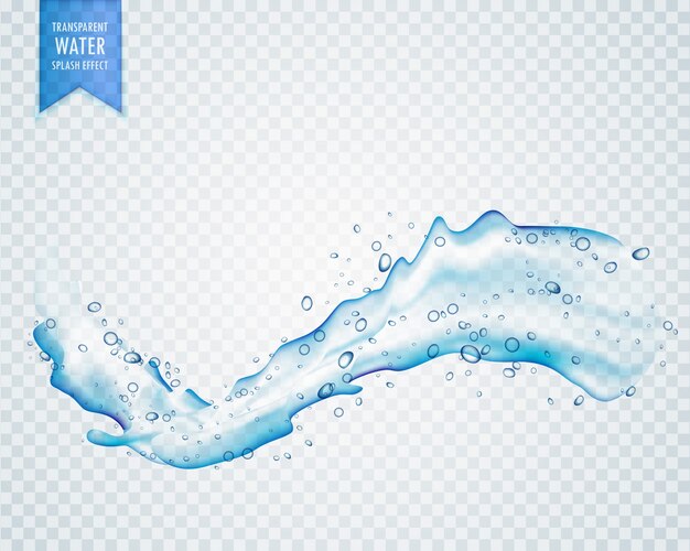 Water splash flowing on transparent background