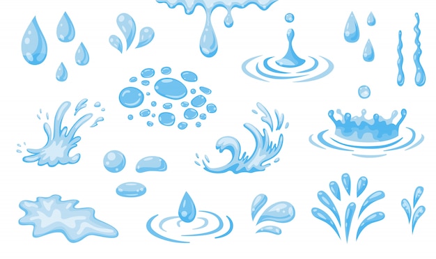 Free Vector water splashes flat icon set