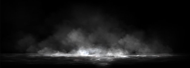 Water surface with magic glow and smoke on top