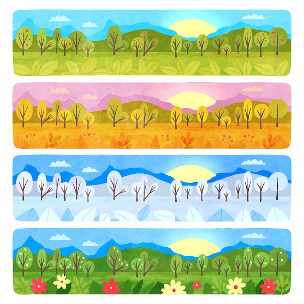 Free vector watercolor 4 seasons illustration