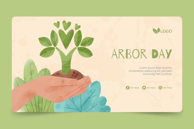 Free Vector watercolor arbor day horizontal banner