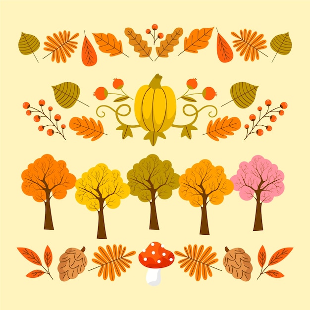 Watercolor autumn ornaments collection