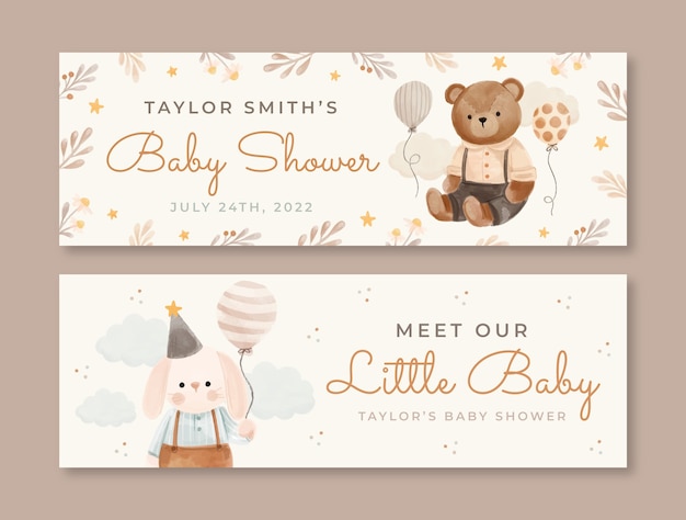 Free Vector watercolor  baby shower design template