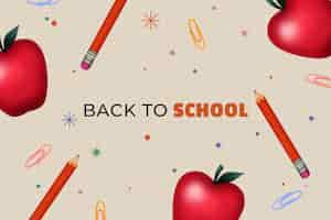 Free vector watercolor back to school background with pencils and apples