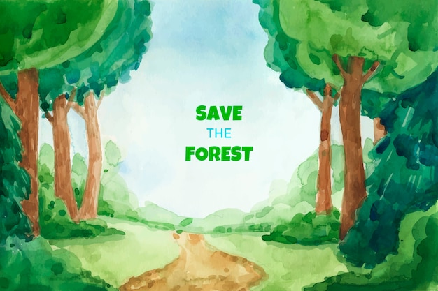 Free Vector watercolor background for international forest day celebration