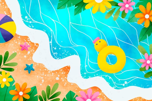 Free vector watercolor background for summer season