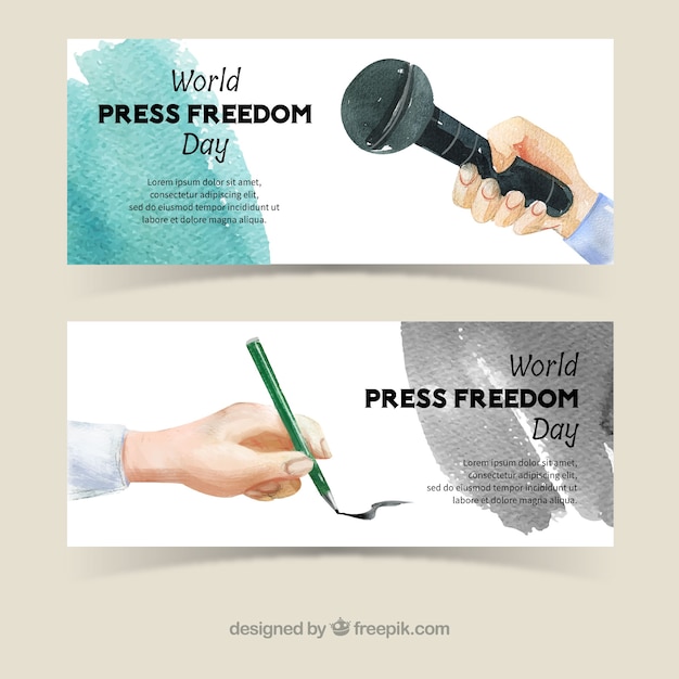 Free Vector watercolor banners of world press freedom day