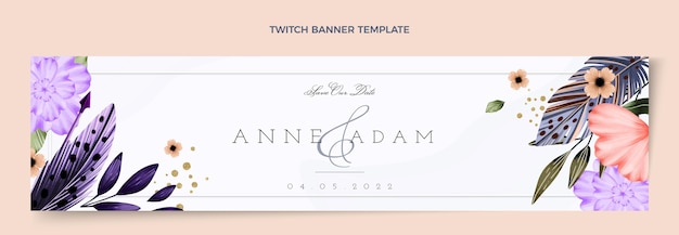 Free Vector watercolor boho wedding twitch banner