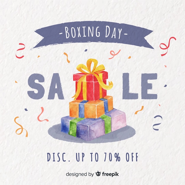 Free Vector watercolor boxing day sale background