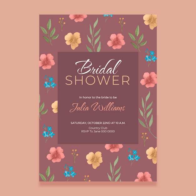 Free Vector watercolor bridal shower invitation