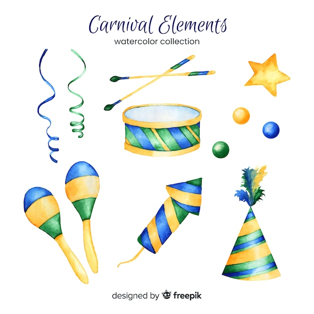 Free Vector watercolor carnival element collection