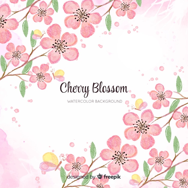 Free vector watercolor cherry blossom background