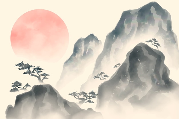 Free Vector watercolor chinese style illustration