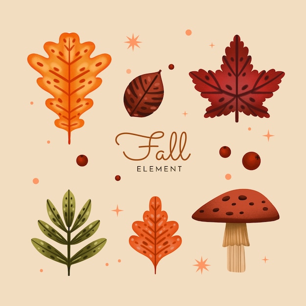 Free vector watercolor elements collection for fall season
