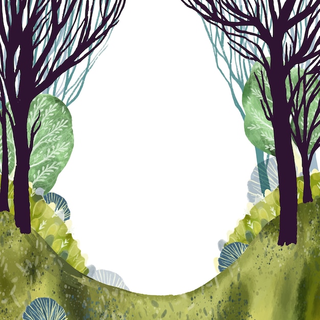 Free Vector watercolor enchanted forest frame