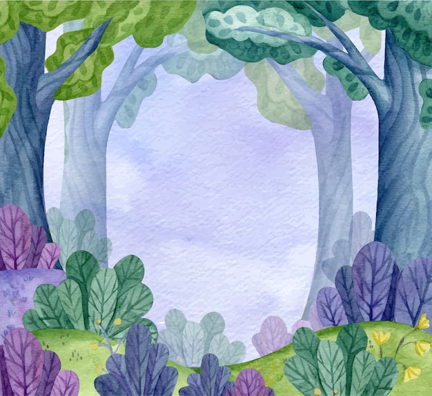 Free Vector watercolor enchanted forest illustration