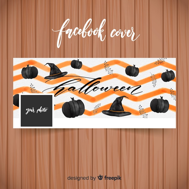 Free Vector watercolor facebook banner with halloween concept